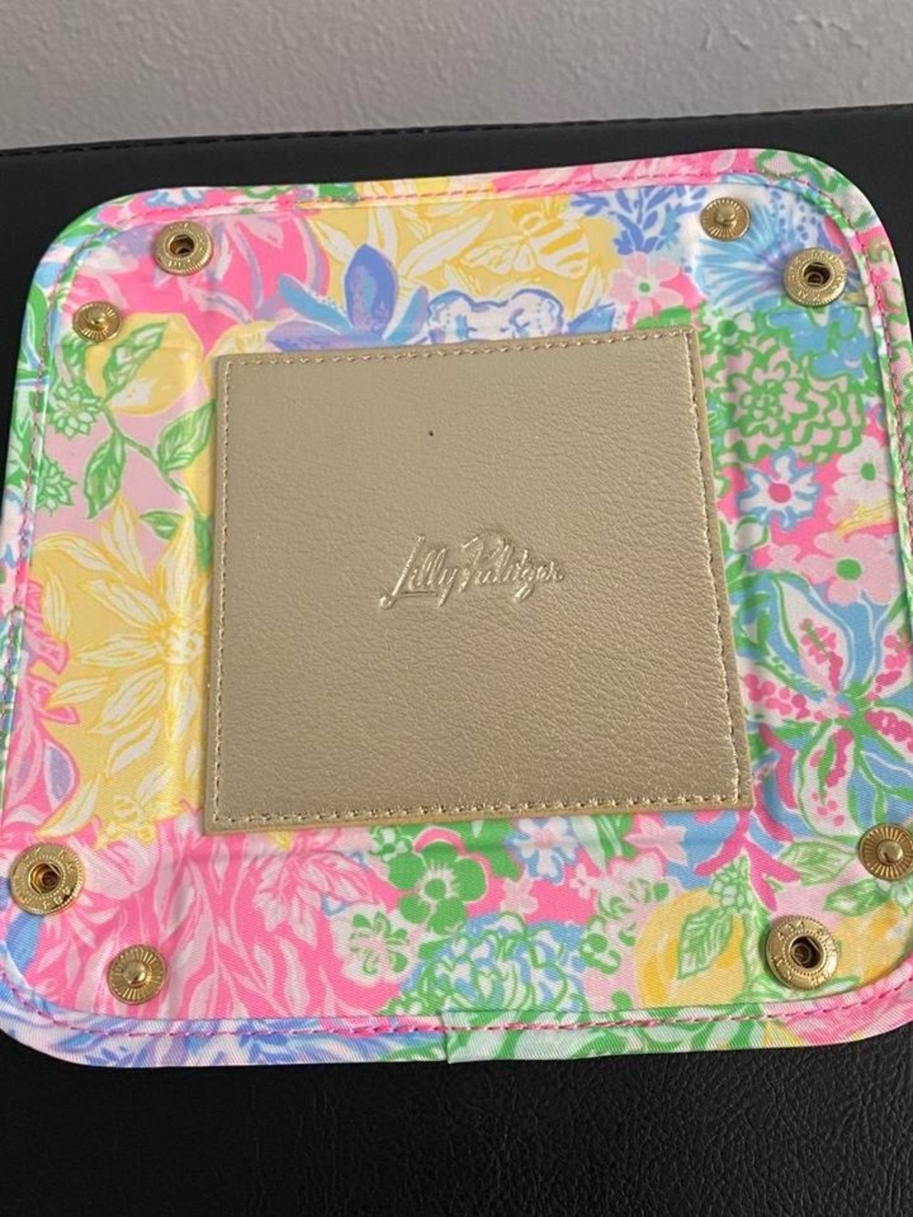 Lilly Pulitzer Multicolor Floral Leather Catchall with Gold Center - Picture 8 of 8